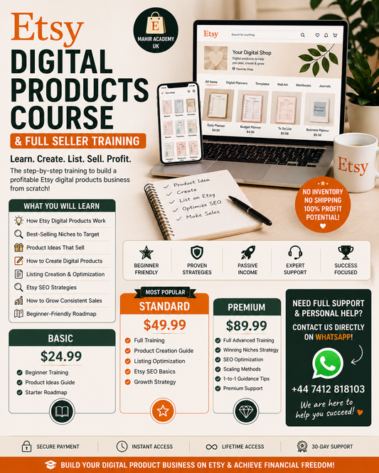 Etsy Digital Products Course & Full Seller Training
