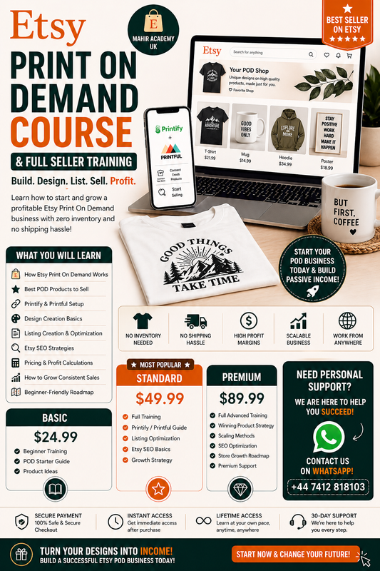 Etsy Print On Demand Course & Full Seller Training