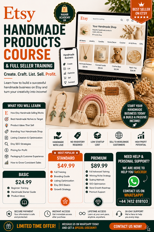 Etsy Handmade Products Course & Full Seller Training
